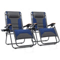 Phi Villa Xxl Oversized Padded Zero Gravity Chair, Foldable Patio Recliner, 30' Wide Seat Anti Gravity Lounger With Cup Holder, Set Of 2, Support 400 Lbs (Thumb Blue)