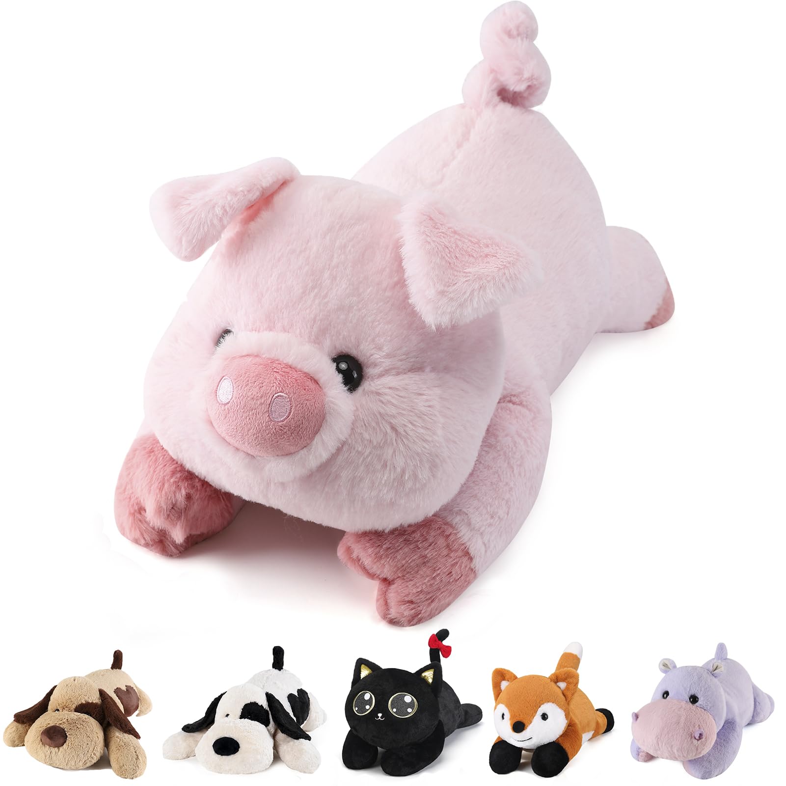 Meowtastic Pig Weighted Stuffed Animals - 22 Inch 4.5 Pounds Weighted Plush Pig Stuffed Animals - Big Stuffed Pig Weighted Plush