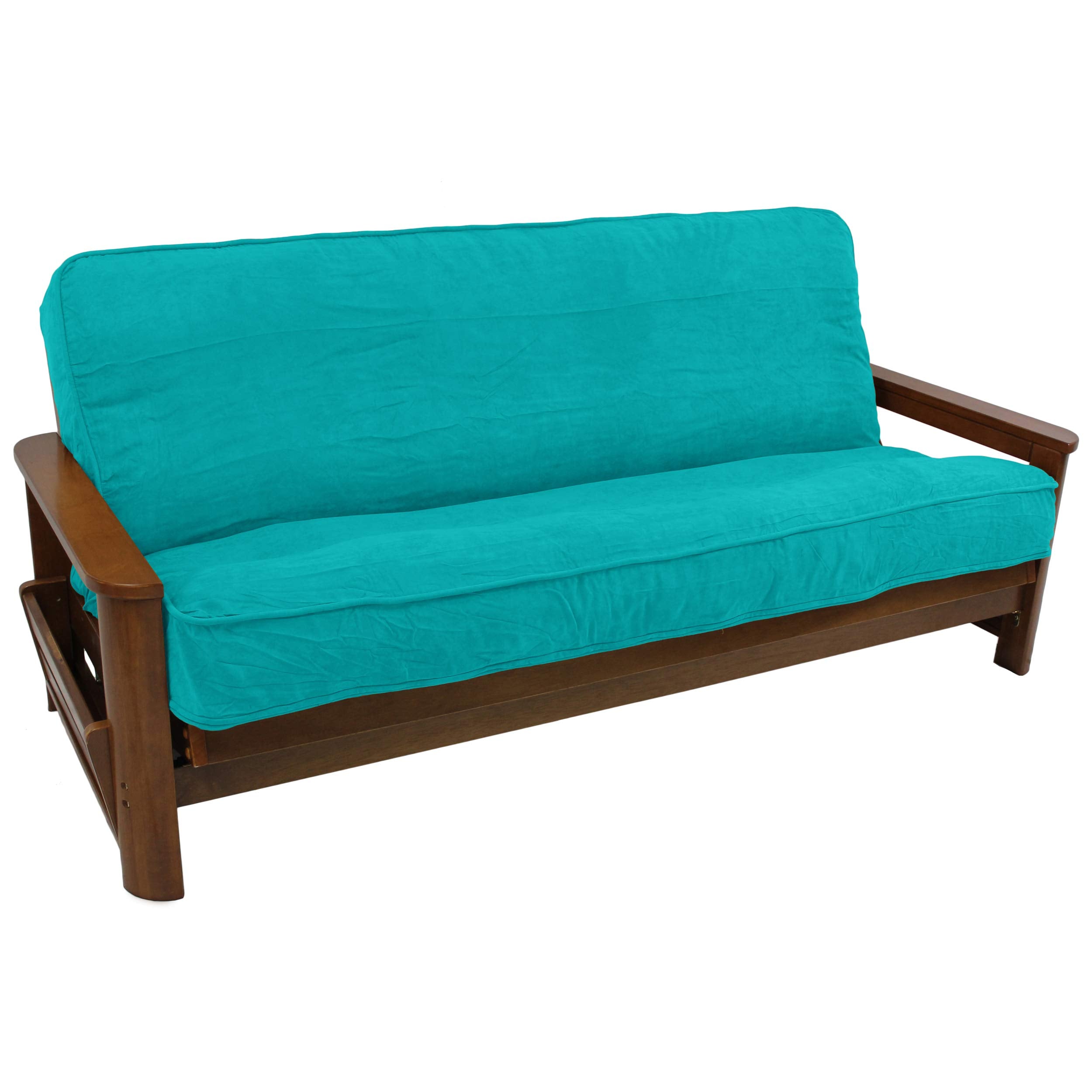 Blazing Needles Solid Microsuede Double Corded 8&quot; to 9&quot; Futon Cover, Full, Aqua Blue