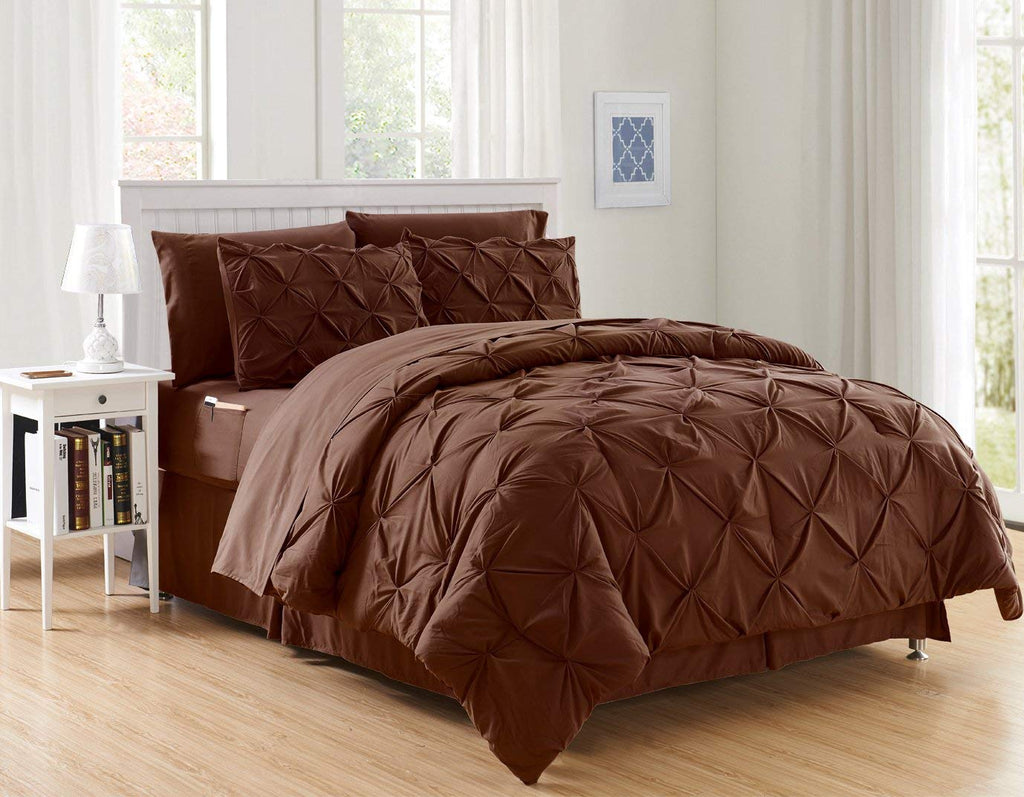 Elegant Comfort Luxury Best, Softest, Coziest 6-Piece Bed-In-A-Bag Comforter Set On Amazon Silky Soft Complete Set Includes Bed Sheet Set With Double Sided Storage Pockets, Twin/Twin Xl, Brown