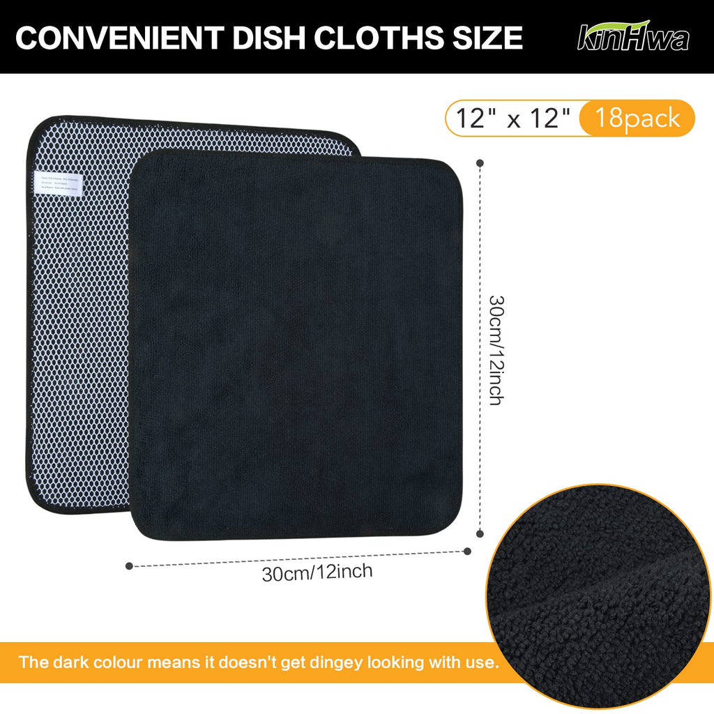 Kinhwa Kitchen Washcloths For Dishes Absorbent Microfiber Dish Cloths Quick Dry Dish Rags With Poly Scour Scrub Side Ideal For K