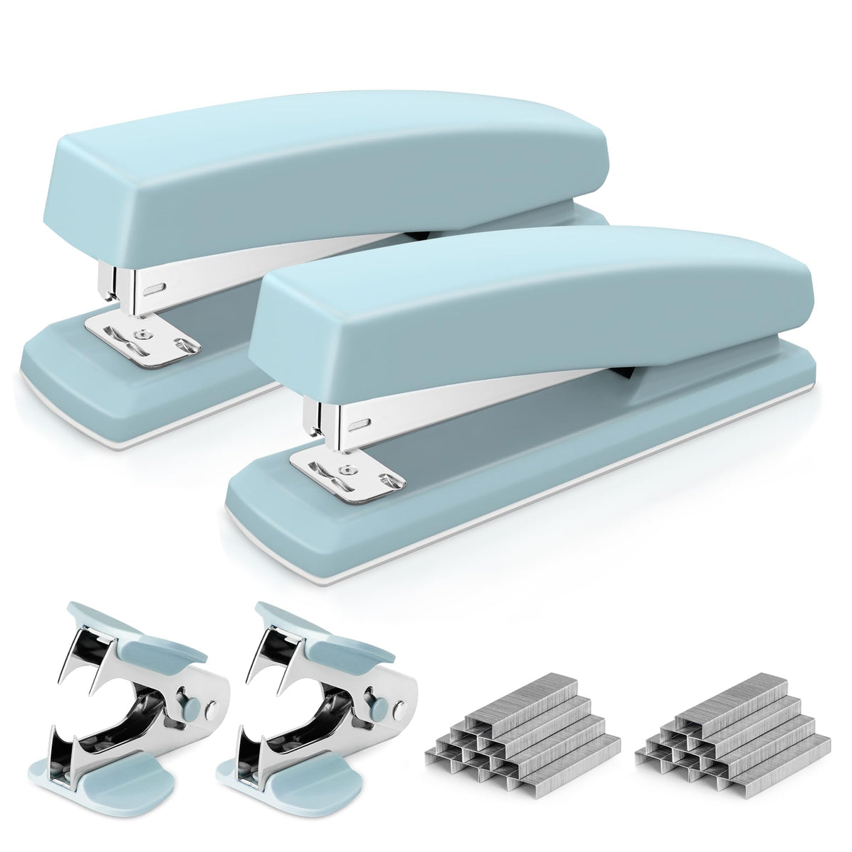 Deli Stapler, Desktop Stapler, 2 Pack, Office Stapler, 25 Sheet Capacity, Includes 2000 Staples And 2 Staple Removers, 2 Pack, B