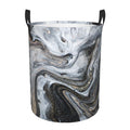 FOISIIAEA Laundry Basket Grey Gold Sparkling Marble Fluid Oxford Cloth Collapsible Laundry Hamper Storage Basket with Handle for