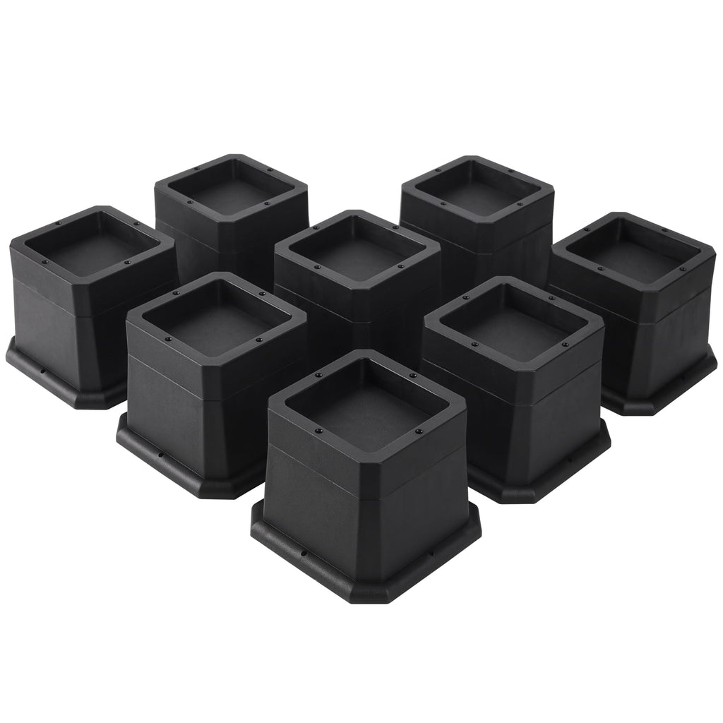 Btsd-Home Furniture Risers 3 Inch Bed Risers Heavy Duty Adjustable Dorm Bed Lifts Risers Table Desks Legs Blocks 8 Pack Black