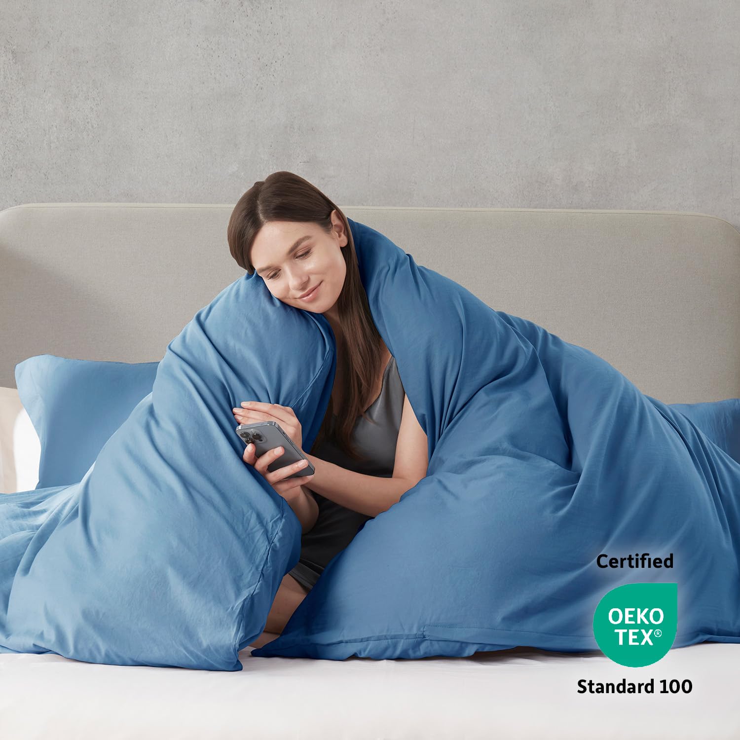 Nestl Blue Heaven Duvet Cover Full Size - Soft Prewashed Full Size Duvet Cover Set, 3 Piece, With Zipper Closure, 1 Duvet Cover 80X90 Inches And 2 Pillow Shams - No Comforter