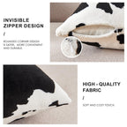 Sochow Decorative Throw Pillow Covers 18X18 Inches Set Of 2, Soft Cow Print Flannel Fleece Pillowcase Square Cushion Covers For