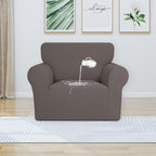 Purefit 100% Dual Waterproof Couch Cover Slipcovers For Couches And Sofas - Stretch Non Slip Fleece Sofa Covers Washable, Leakproof Furniture Protector For Kids, Pets, Dog (Chair, Taupe)