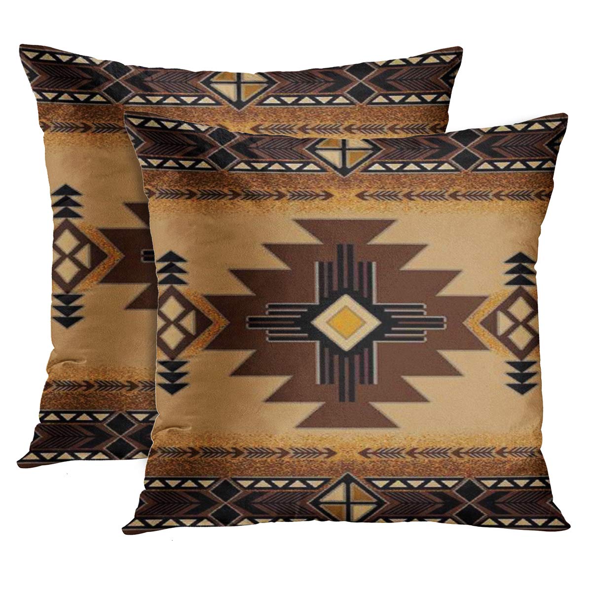 Emvency Set Of 2 Throw Pillow Cover Santa Fe Creams South Western Decorative Pillow Case Home Decor Square 20 X 20 Inch Pillowca