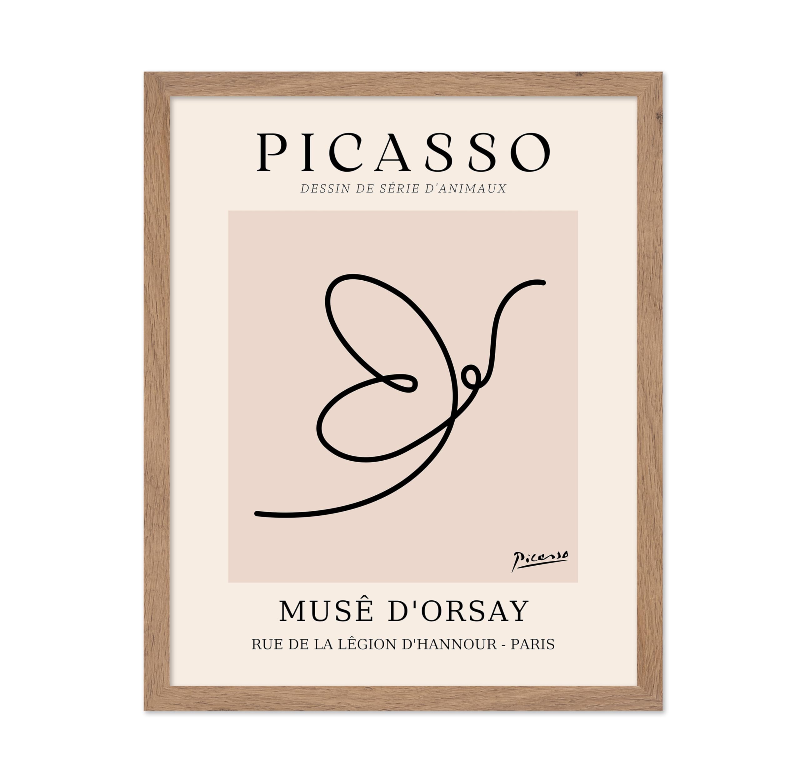 Poster Master Vintage Picasso Poster - Retro One Line Butterfly Drawing Print - Butterfly Line Art - Minimal Gift for Him, Her, 
