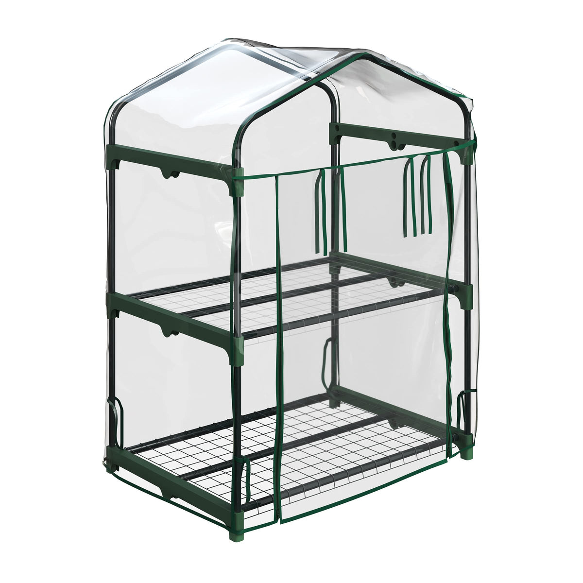 2 Tier Mini Greenhouse - Portable Greenhouse With Steel Frame And Pvc Cover For Indoor Or Outdoor - 27 X 19 X 37.5-Inch Green Ho