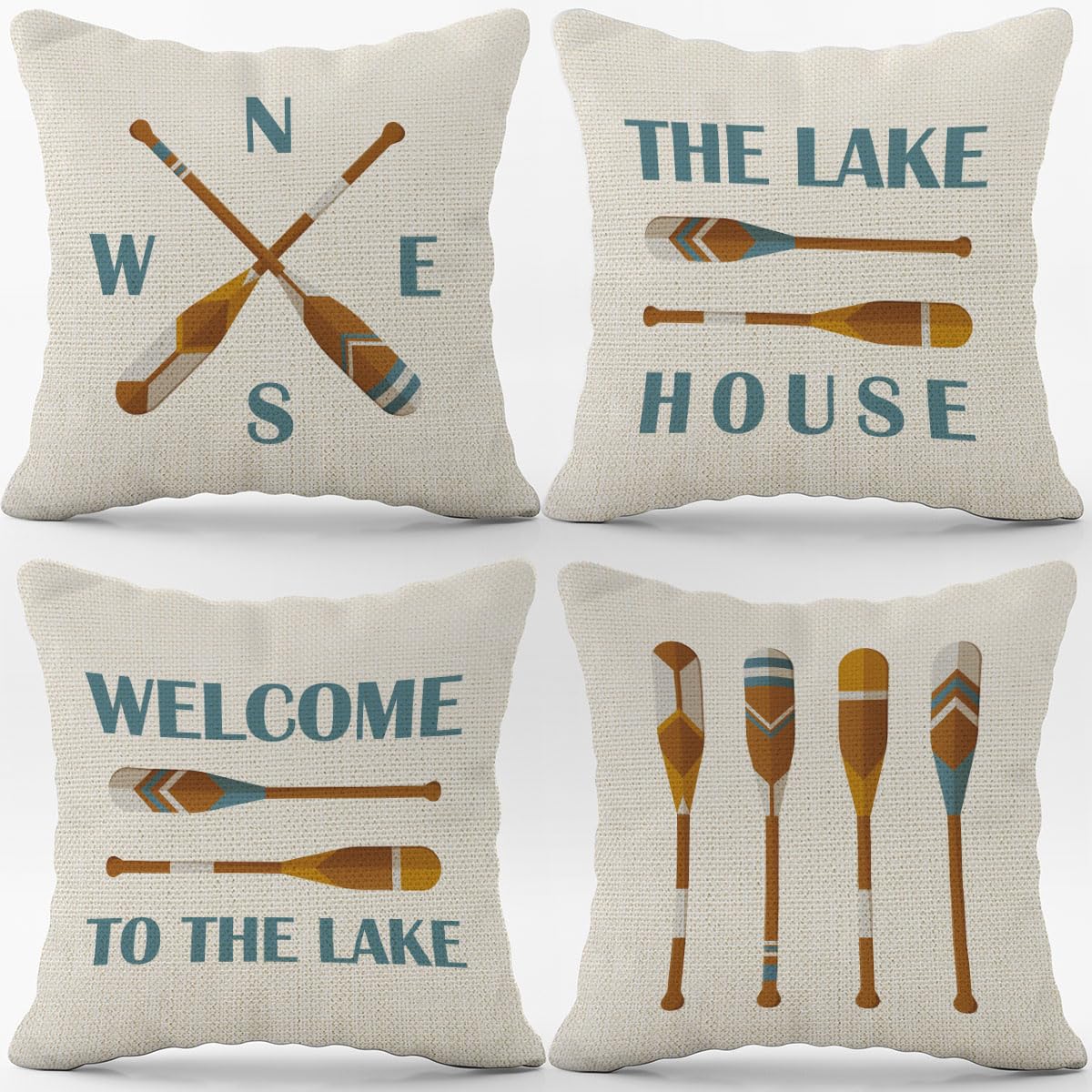The Lake House Lake Throw Pillow Case, 18 X 18 Inch Set Of 4, Lake Paddle Decor, Lake House Rules Decor, Lake House Decor, Lake