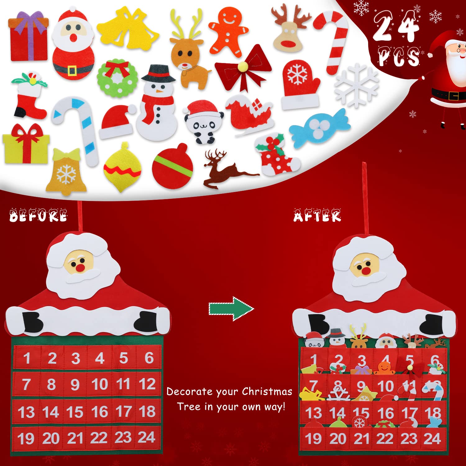 Toy Life Christmas Nativity Advent Calendar 2024 Kids Toddler Christmas Countdown Calendar Hanging Advent Calendar Santa Decorat