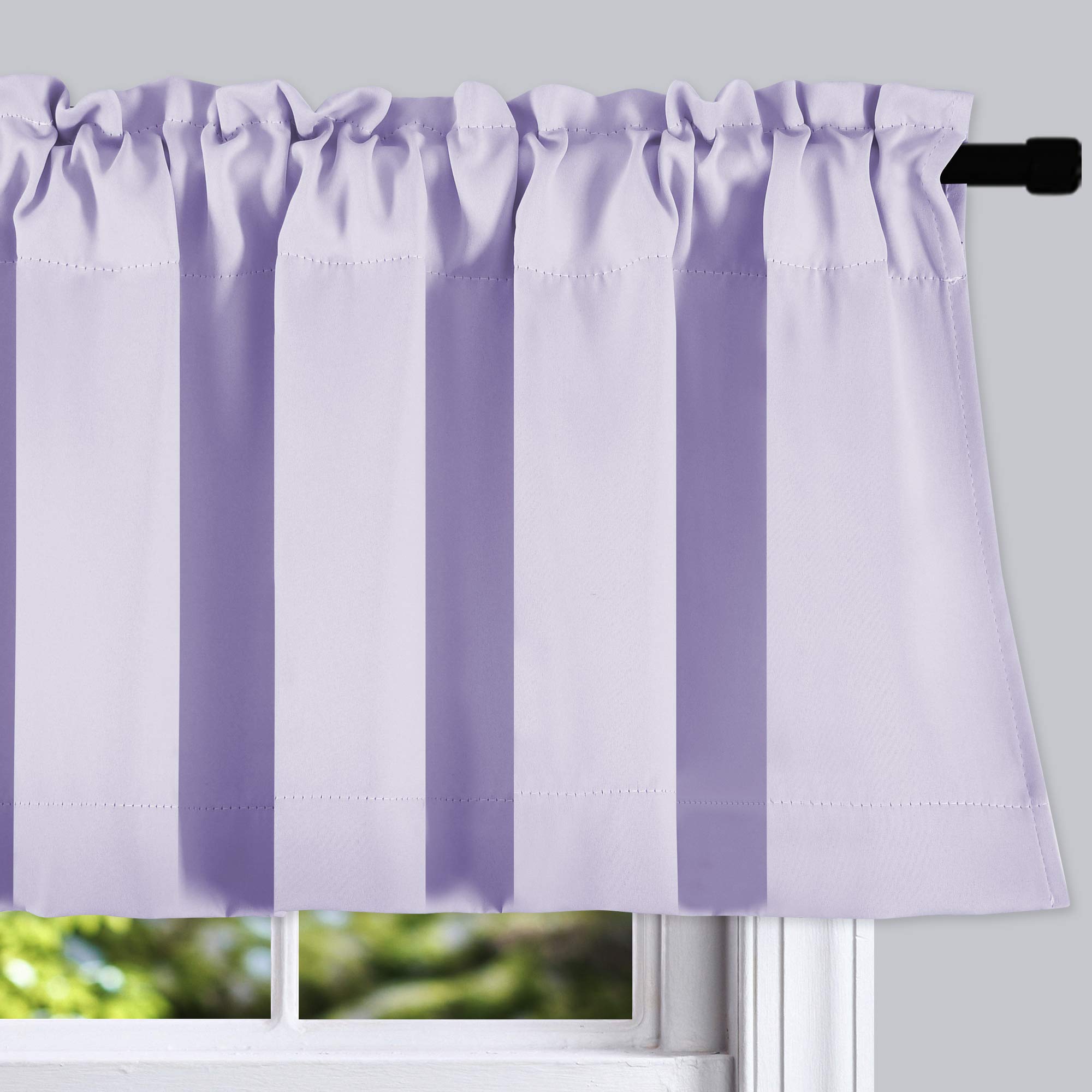 Donren Lilac Valances For Bedroom - Room Darkening Window Curtain Valances With Rod Pocket (42 By 18 Inch,2 Panels)