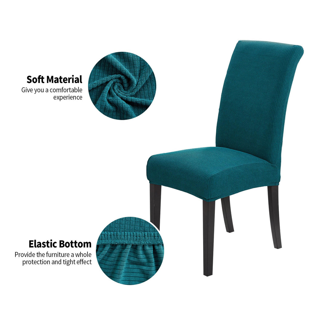 Joccun Chair Covers For Dining Room Set Of 6,Water Repellent Dining Chair Slipcovers Stretch Dining Room Chair Covers Seat Protector,Washable Parsons Chair Cover For Home,Banquet(Peacock Blue,6 Pack)