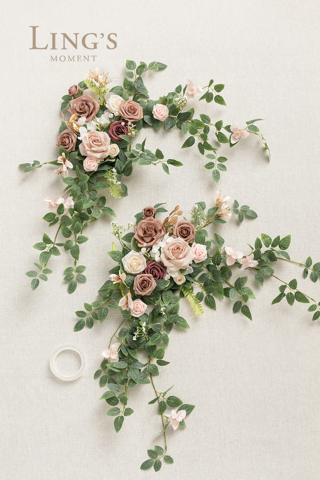 Ling'S Moment 2Pcs Dusty Rose Arch Flowers Artificial Floral Swags Wedding Centerpieces Faux Flower Garland Greenery Arrangement