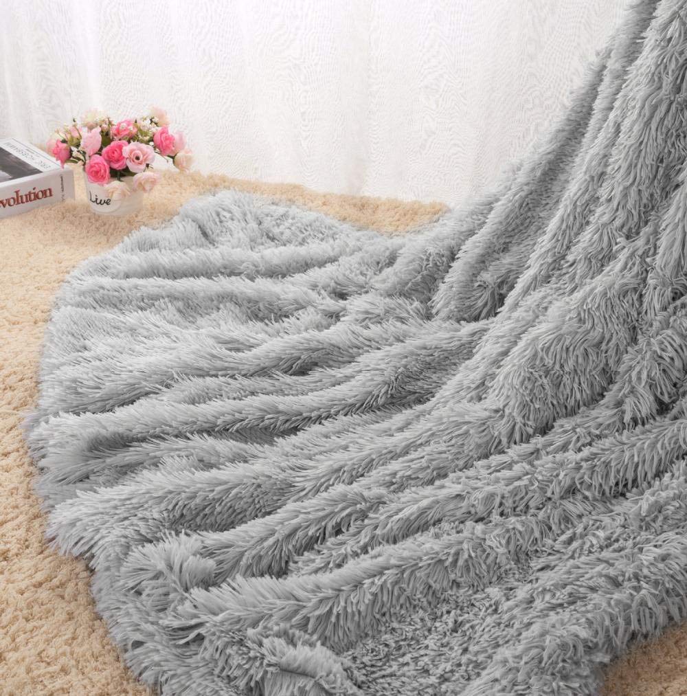 Homore Soft Fluffy Blanket Fuzzy Sherpa Plush Cozy Faux Fur Throw Blankets For Bed Couch Sofa Chair Decorative, 50 ' 'X60 ' ' Gr