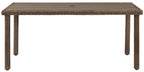 Crosley Furniture Bradenton Wicker 6-Person Outdoor Dining Table With Umbrella Hole For Outside Patio, Weathered Brown