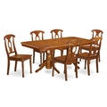 East West Furniture NANA7-SBR-W 7 Piece Kitchen Table Set Consist of a Rectangle Dining Table with Butterfly Leaf and 6 Dining Chairs, 40x78 Inch, Saddle Brown