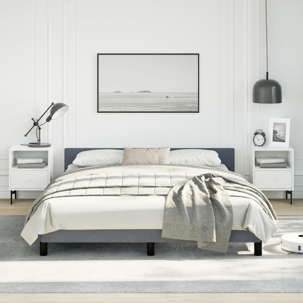 vidaXL Velvet Bed Frame Platform Bed, Scandinavian Style/Slats Support/No Box Spring Needed/Without Mattress/Easy Assembly, Dark Grey Queen Bed