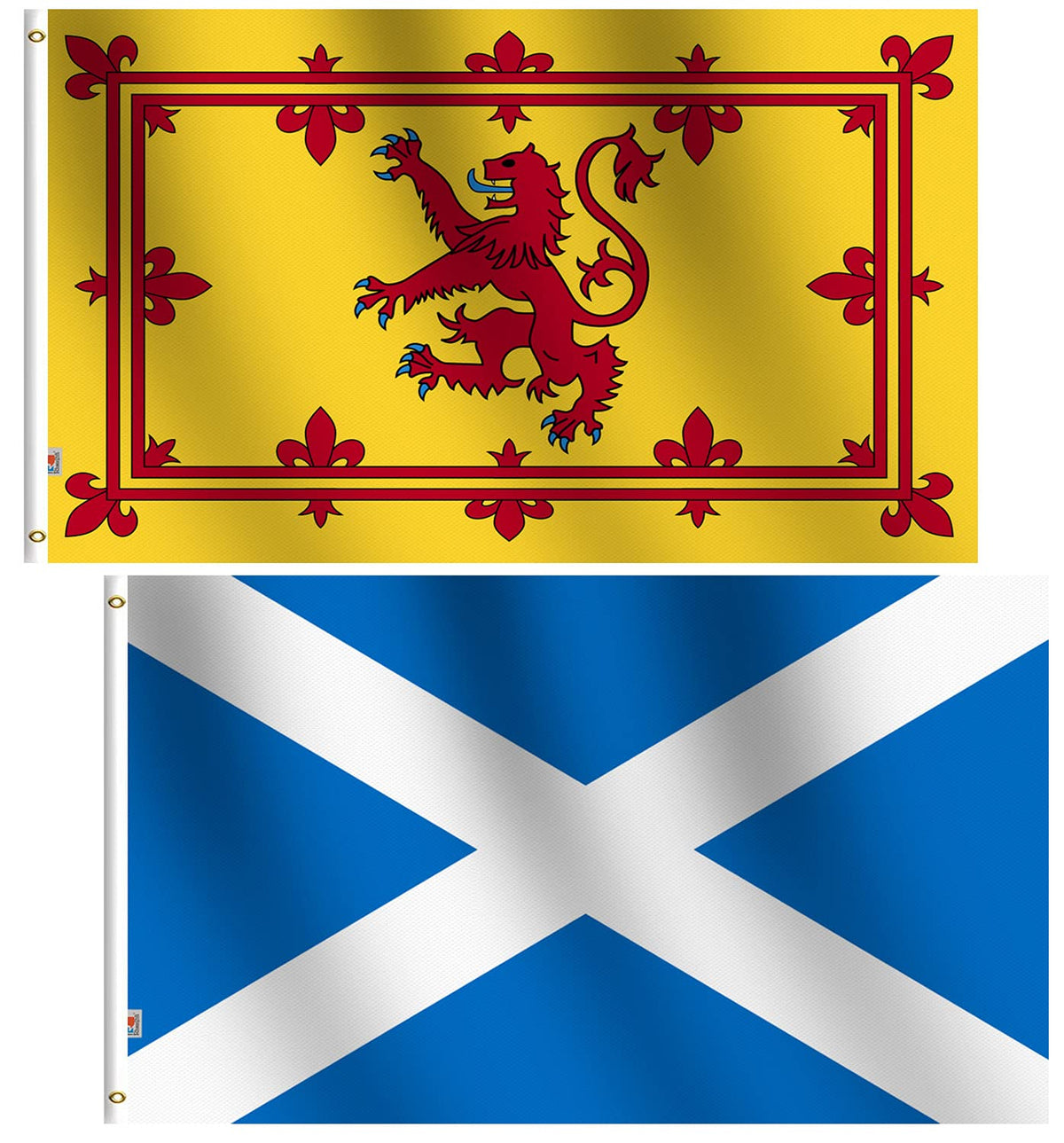 2Pack-Scotland Rampant Lion Flag 3X5 Ft, Moderate-Outdoor 100D Polyester,Canvas Header And Double Stitched -3' X 5' Scottish Roy