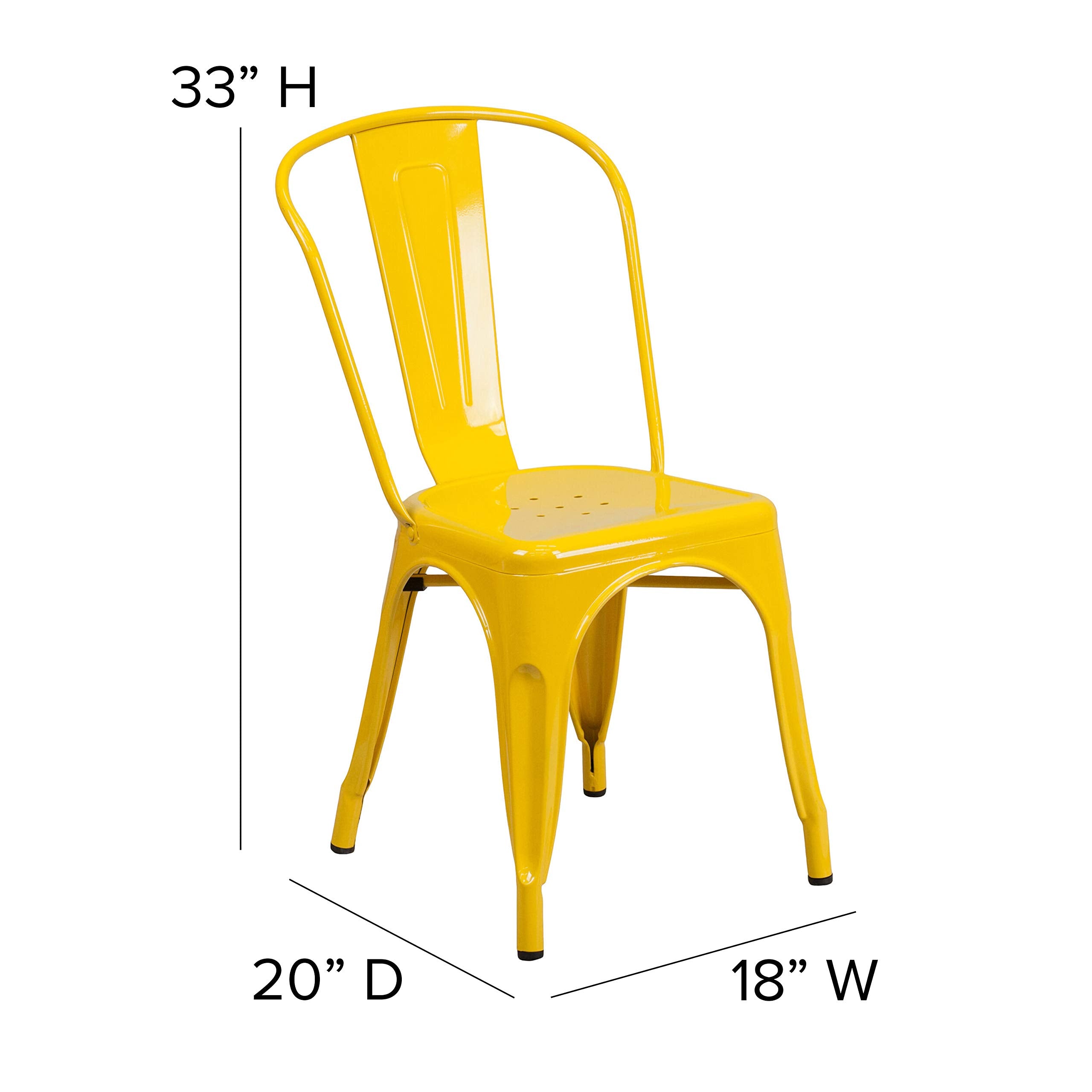 Flash Furniture Commercial Grade 31.5' Square Yellow Metal Indoor-Outdoor Table Set With 4 Stack Chairs