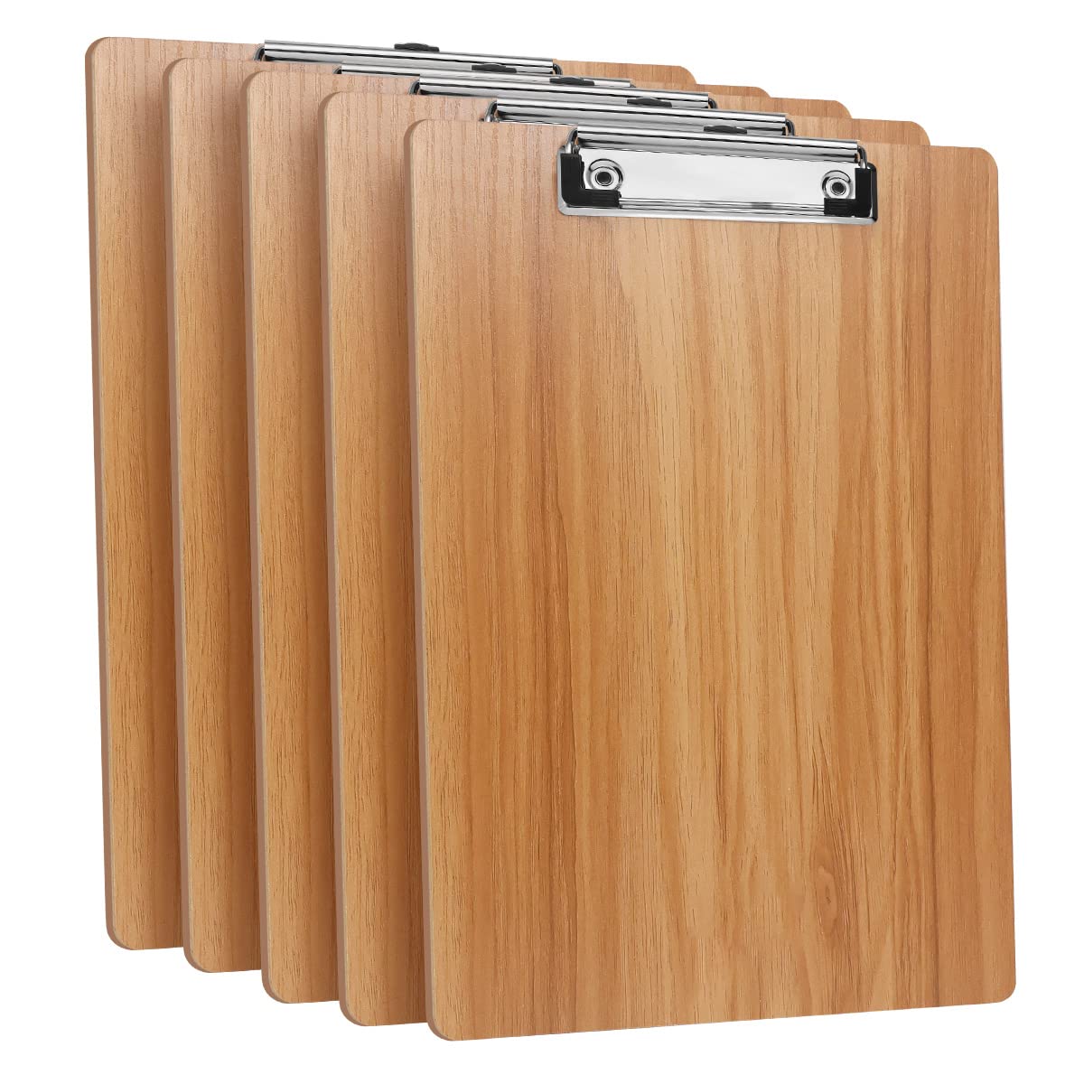 Huajie 5 Pack Clipboards,Wooden Clipboards Hardboard With Low Profile Clip,Standard A4 Letter Size Wood Clip Boards For Office,