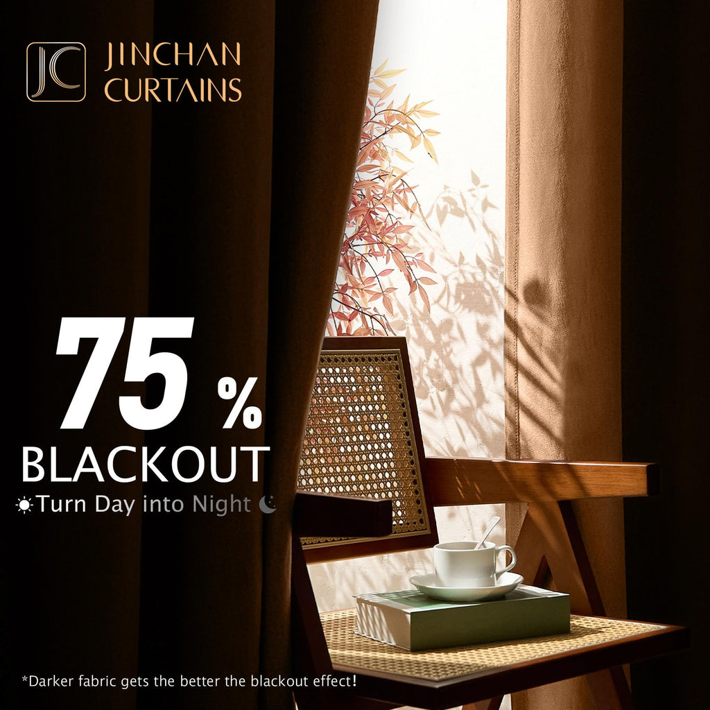 Jinchan Linen Textured 75% Blackout Curtain 96 Inches Long For Living Room Halloween Decorations Room Darkening Thermal Insulate