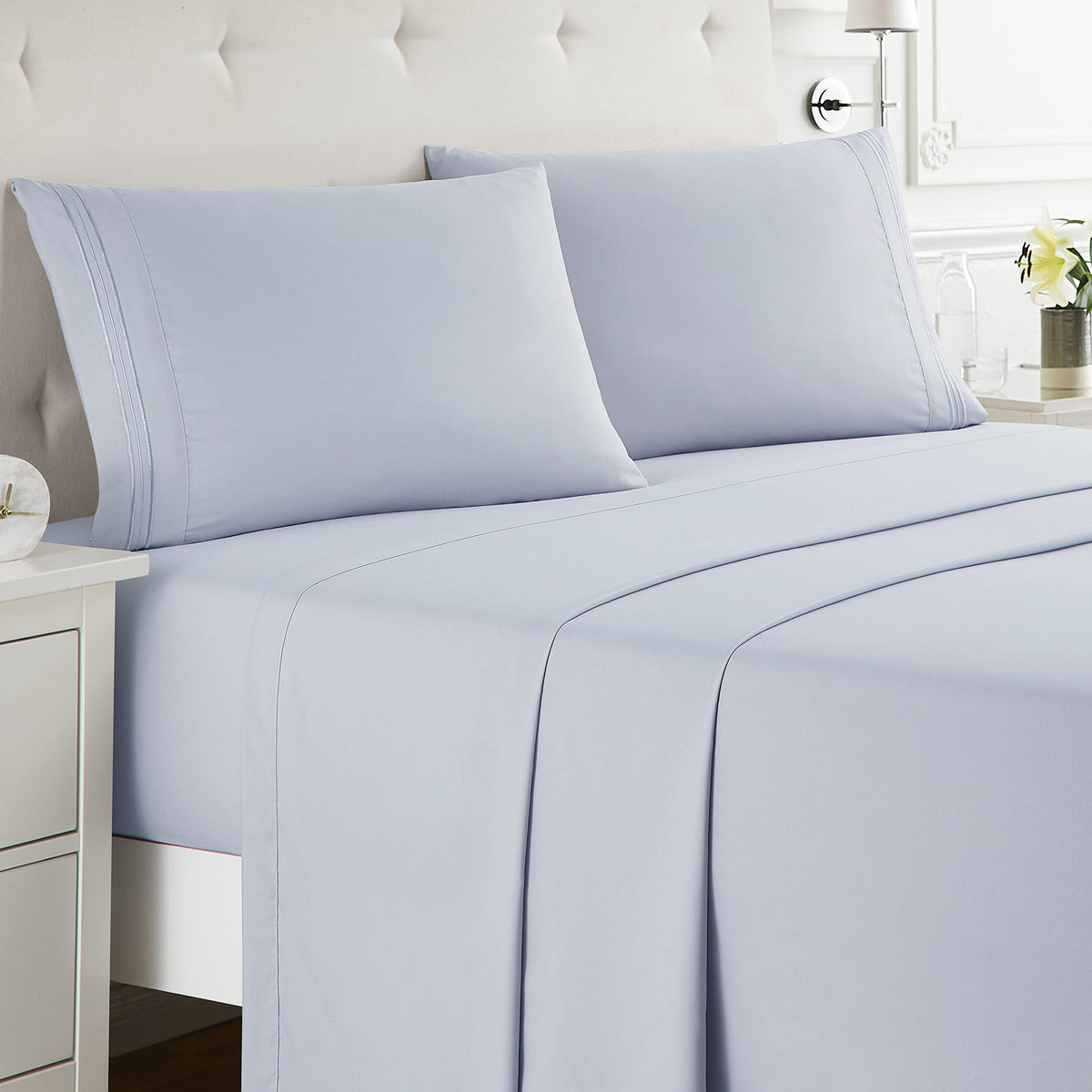 Nestl King Size Sheets Set - 4 Piece King Sheets, Deep Pocket, Hotel Luxury, Extra Soft, Breathable And Cooling, Ice Blue King B