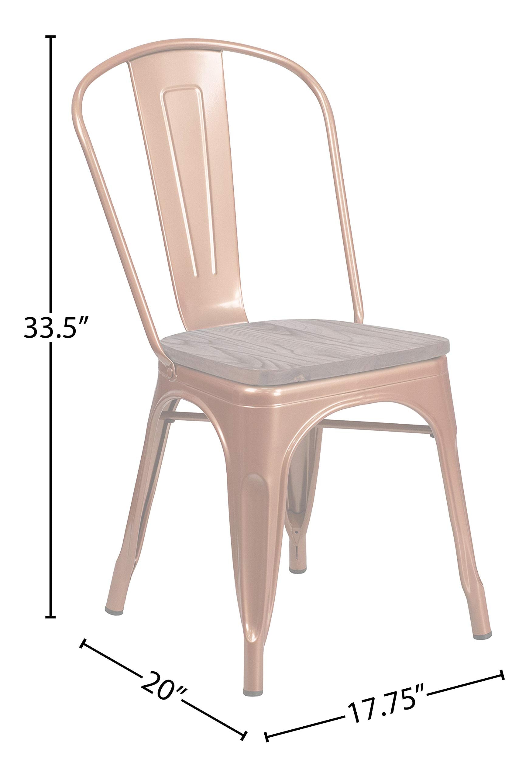 Flash Furniture Tenley Copper Metal Stackable Chair with Wood Seat