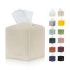 Connsole Casa Premium PU Leather Tissue Box Holder - Elegant Hotel-Style Beige Tissue Box Cover for Enhanced D  cor of Home, Off