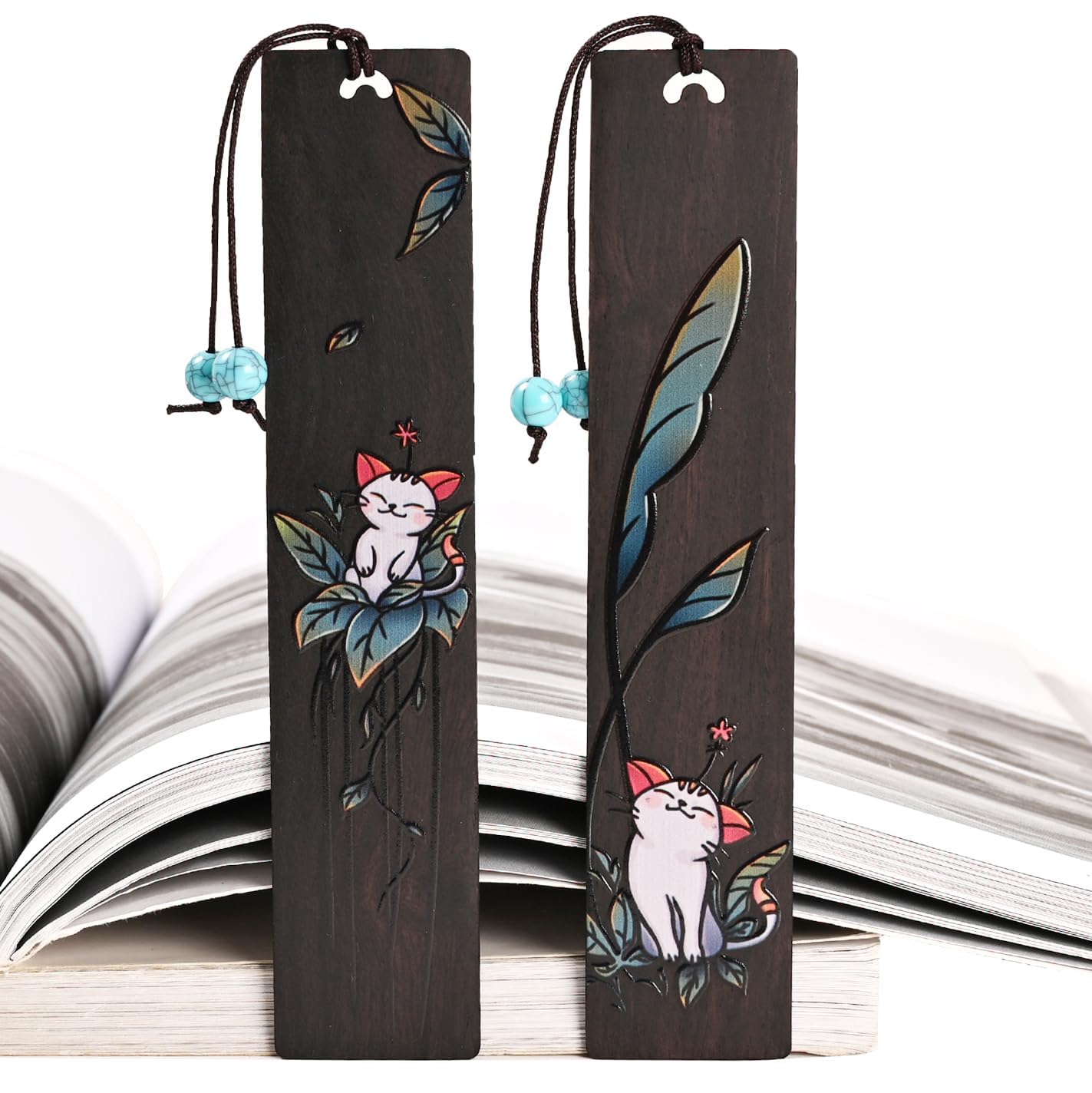 Zqzymxq 2Pcs Cute Bookmarks For Women & Kids, Book Markers For Women, Cat Gifts For Cat Lovers & Bookworm Gifts