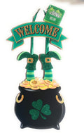 Greenbrier St Patricks Day Decorations Wall Sign Hanging Door Decor Happy St Patrick Decoration Shamrock (Leprechaun Sign)