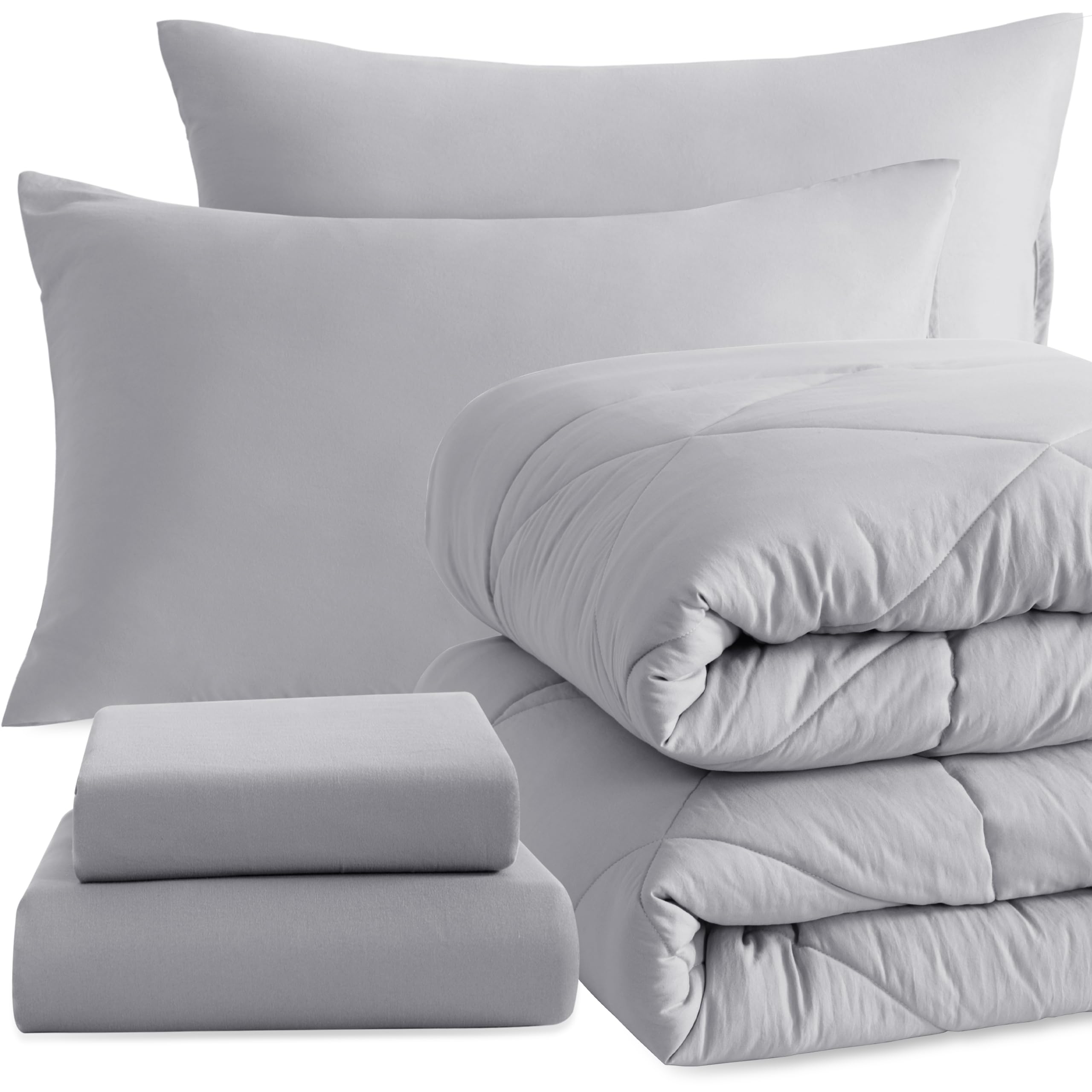 Ntbay Twin Comforter Set With Sheets, 5 Pieces Soft And Breathable Twin Bedding Set, Twin Bed In A Bag, Down Alternative Comfort
