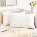Grineed Throw Pillow Covers White Decorative Velvet Set Of 2 12X20 Inch Pillow Covers, Soft Lumbar Pillow Covers For Couch Sofa