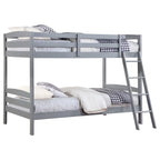 Coaster Home Furnishings Rhea Farmhouse Wood Twin Over Twin Size Bunk Bed Frame with Ladder and Guardrails Fully Slatted Mattress Ready Foundation Grey 460563T