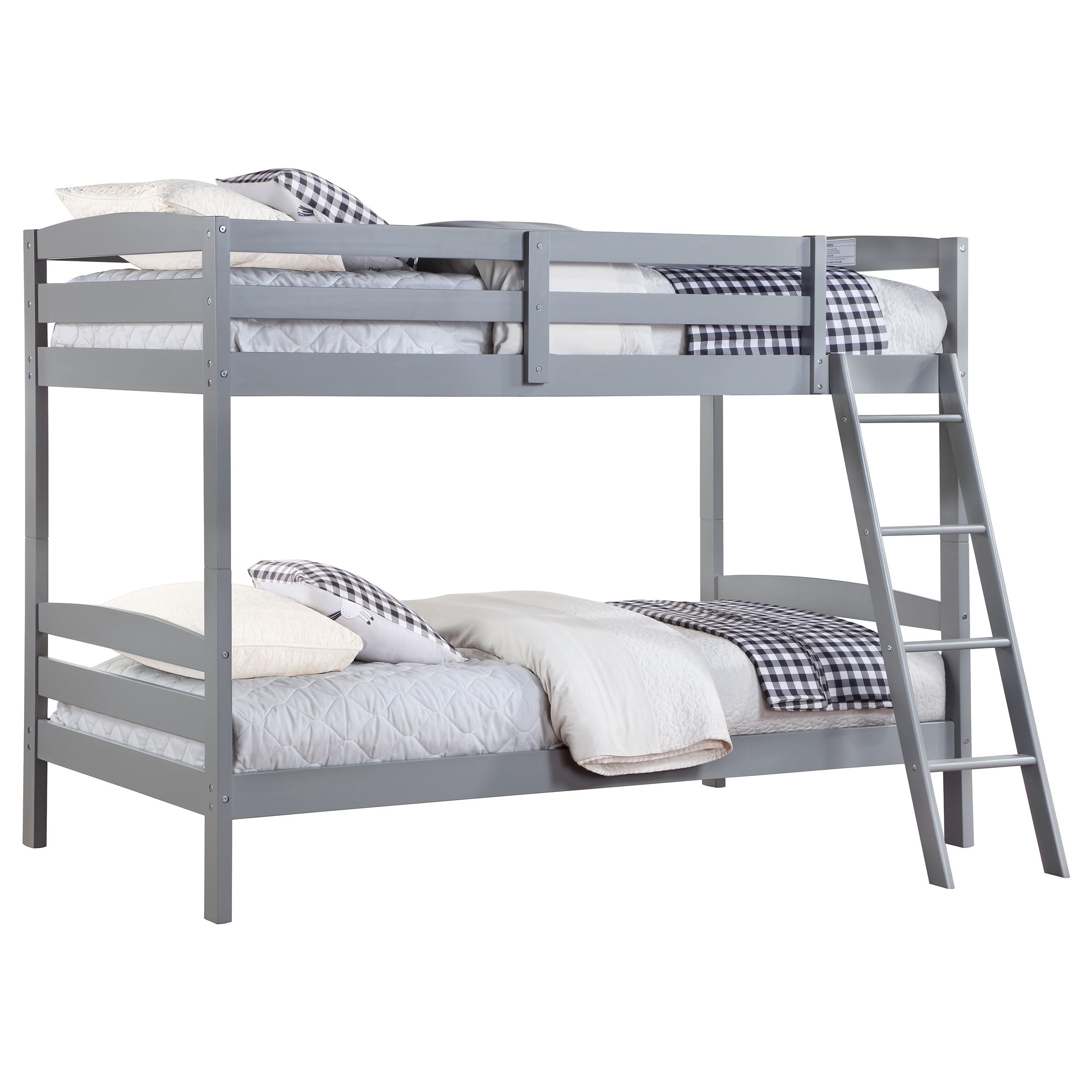 Coaster Home Furnishings Rhea Farmhouse Wood Twin Over Twin Size Bunk Bed Frame with Ladder and Guardrails Fully Slatted Mattress Ready Foundation Grey 460563T