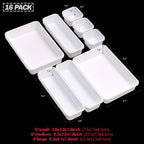 Set Of 16 Interlocking Desk Drawer Organizer Tray Dividers Plastic Shallow Narrow Drawers Organizers Separators Storage Bins Con
