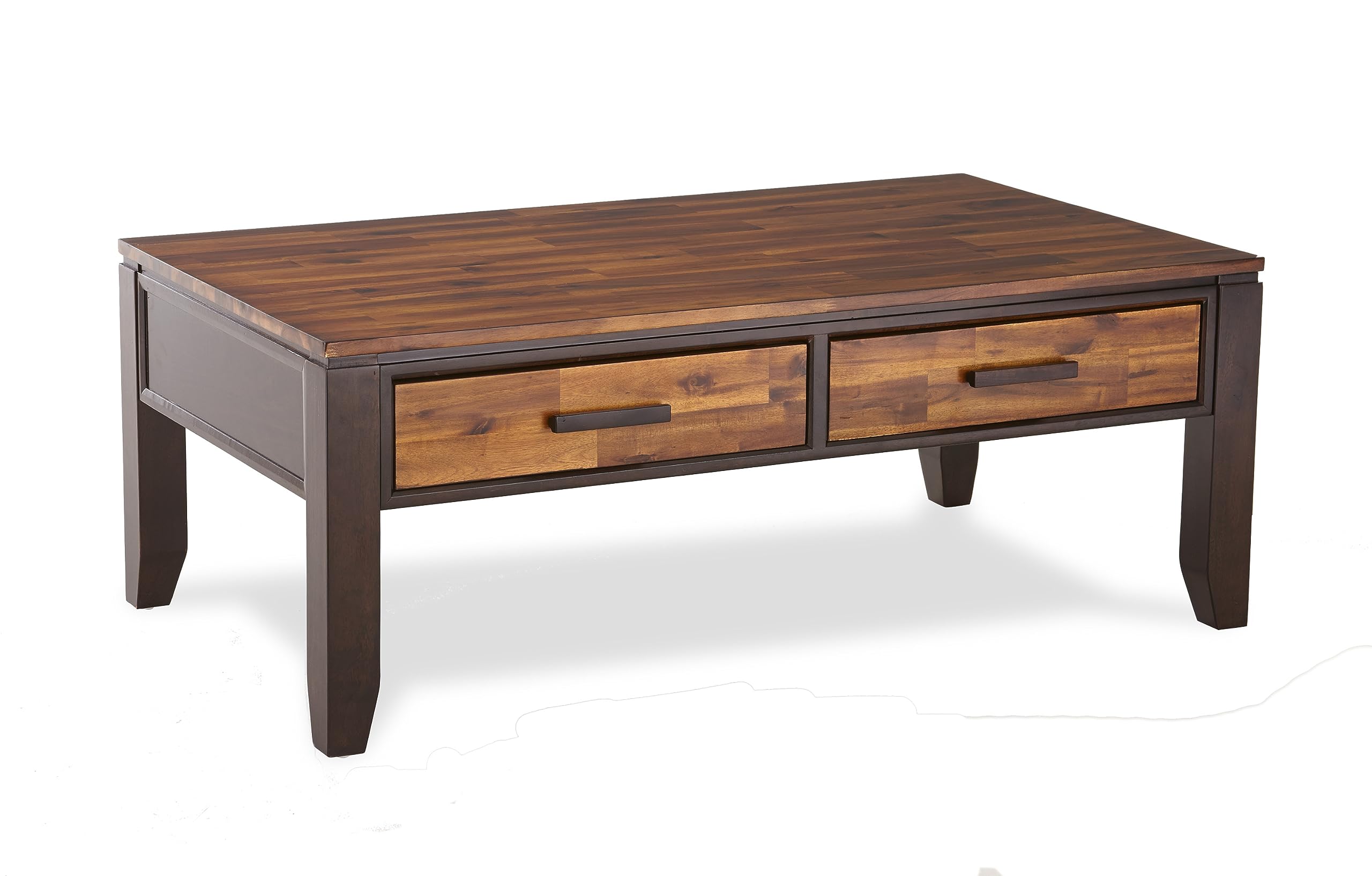 Steve Silver Company Abaco Cocktail Contemporary Style, Two-Toned Cordovan Cherry Finish, with Storage Drawers Table, 50 inches, Red