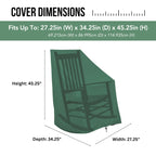 Shine Company Weatherproof Outdoor Rocking Chair Cover Set Of 2, 100% Woven Polyester, Elastic Cord With Toggle, Hunter Green, 2-Pack