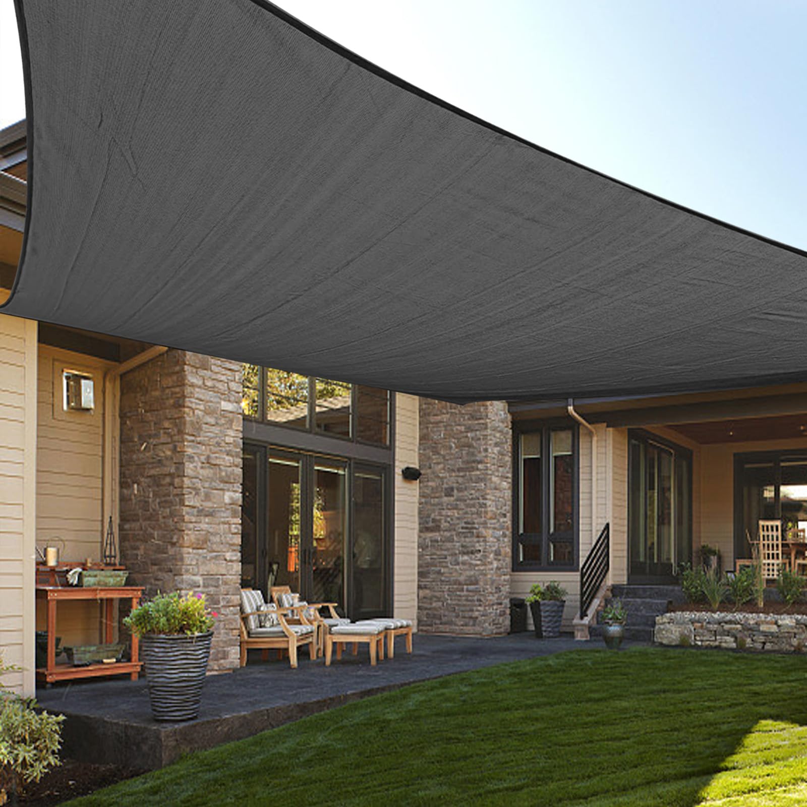 Love Story 8' X 12' Rectangle Dark Grey Sun Shade Sail Canopy Uv Block Cover For Outdoor Patio Garden Backyard