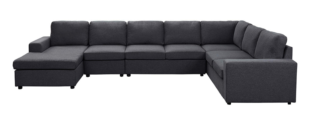 Lilola Home Tifton Modular Sectional Sofa with Reversible Chaise in Dark Gray Linen