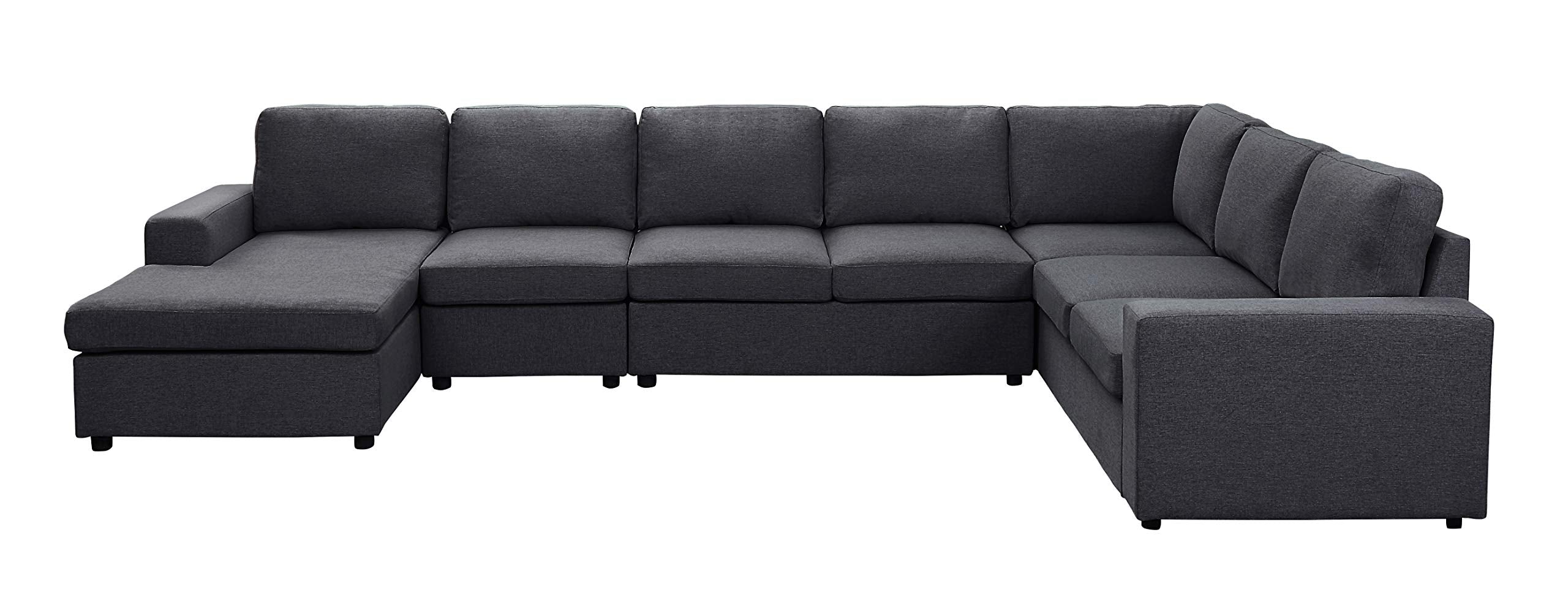Lilola Home Tifton Modular Sectional Sofa with Reversible Chaise in Dark Gray Linen