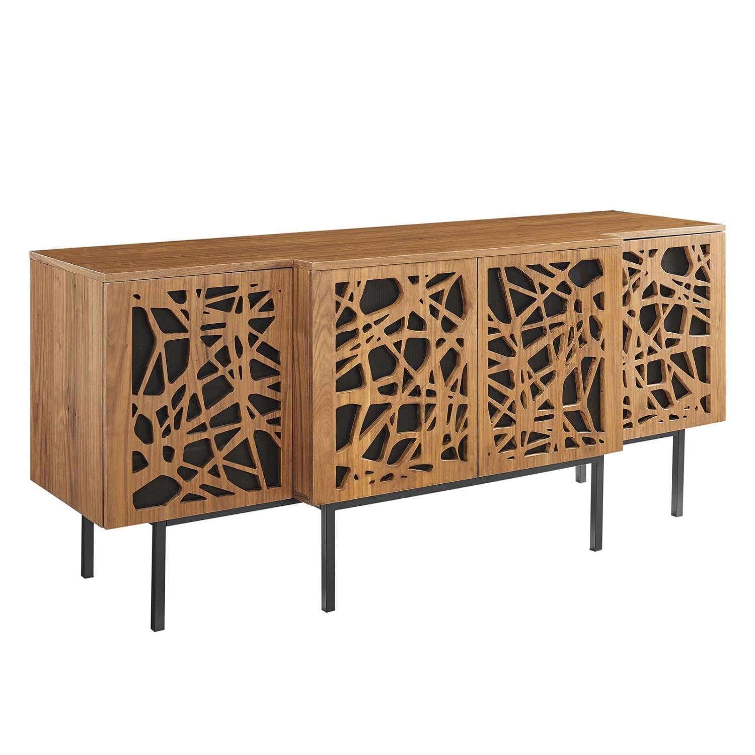 Modway Telluride Wood Sideboard Credenza in Walnut