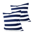 Leaveland Retro Navy Blue Stripe 16X16 Inch Set Of 2 Cotton Polyester Square Throw Pillow Case Decorative Durable Cushion Slipco