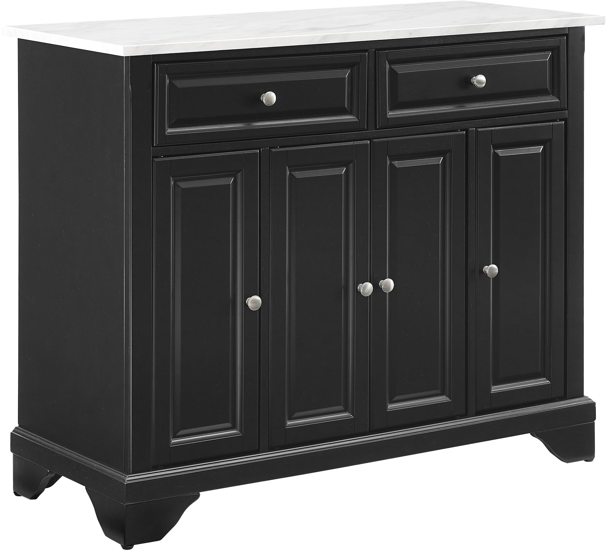 Crosley Furniture Avery Rolling Kitchen Island Storage Cart with Shelves, Microwave Stand, Coffee Bar, Distressed Black