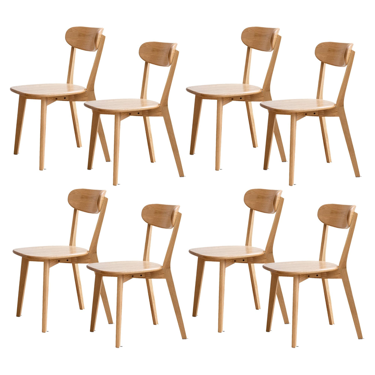 Qkff Modern Dining Chairs Set Of 8, Solid Oak Wood Dining Chair With Comfortable Backrest, Sturdy Wooden Chairs For Kitchen, Din