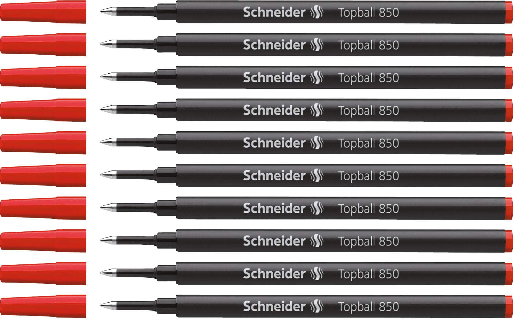 Schneider Topball 850 Refill In Euro-Format For Ink Roller Pen 0.5 Mm Red Pack Of 10