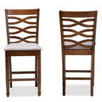 Baxton Studio Lanier Modern and Contemporary Grey Fabric Upholstered Walnut Brown Finished 2-Piece Wood Counter Height Pub Chair Set