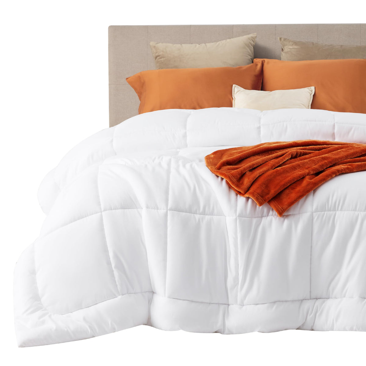Bedsure Comforter Duvet Insert - Quilted Comforters King Size, All Season Duvet, Down Alternative Bedding Comforter With Tabs(Wh