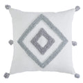 Indigo Ink - Decorative Pillow, Tufted Diamond Pillow With Tassels, Throw Pillows For Couch Or Bed, Boho Home Decor, 20' X 20'